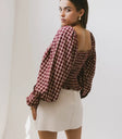 Gingham top in wine