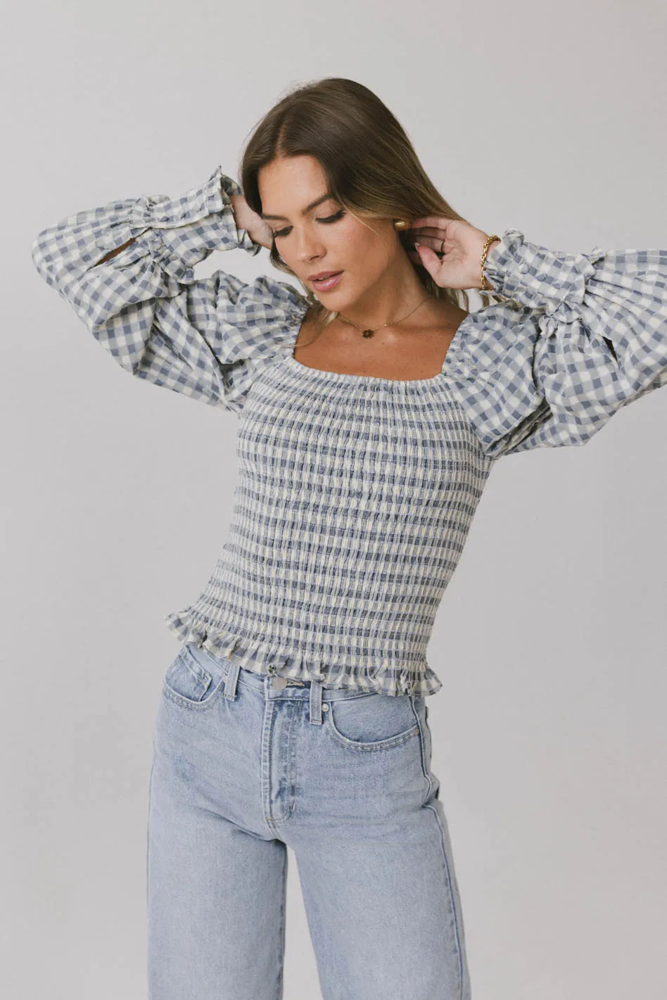Gingham top in blue
