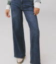 dark wash wide leg denim
