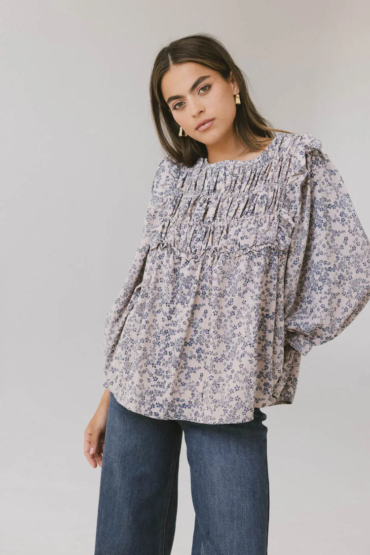 Round neck top in blue