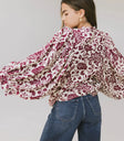 Puff sleeves top in burgundy