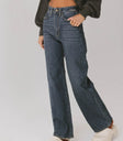 Straight legs denim pants in dark wash