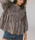 Taya Ditsy Floral Blouse in Grey - FINAL SALE
