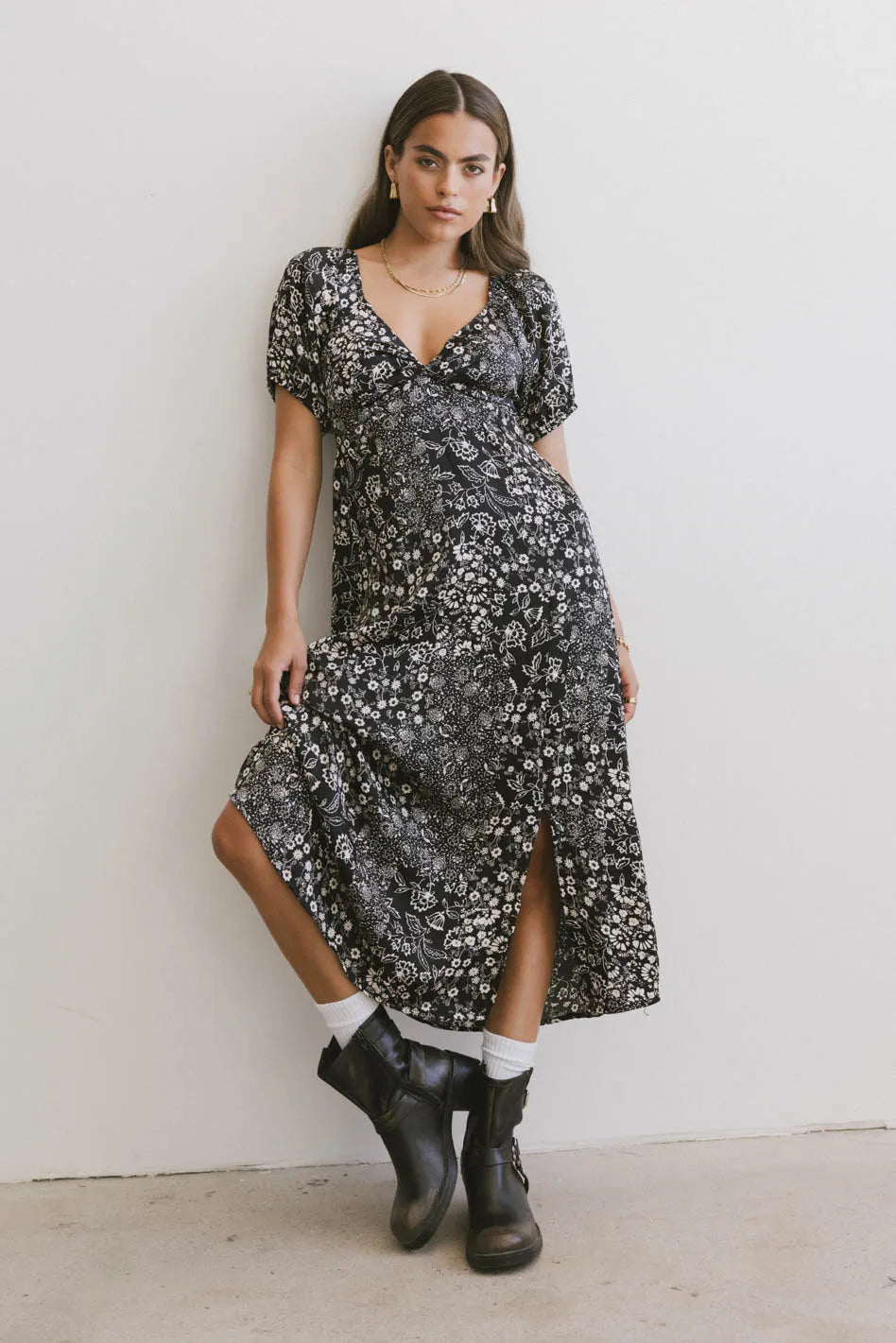 Maxi dress in black and white