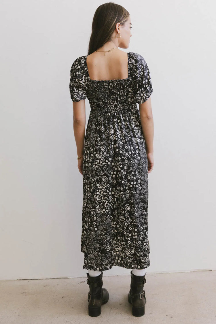 Elastic back dress in black