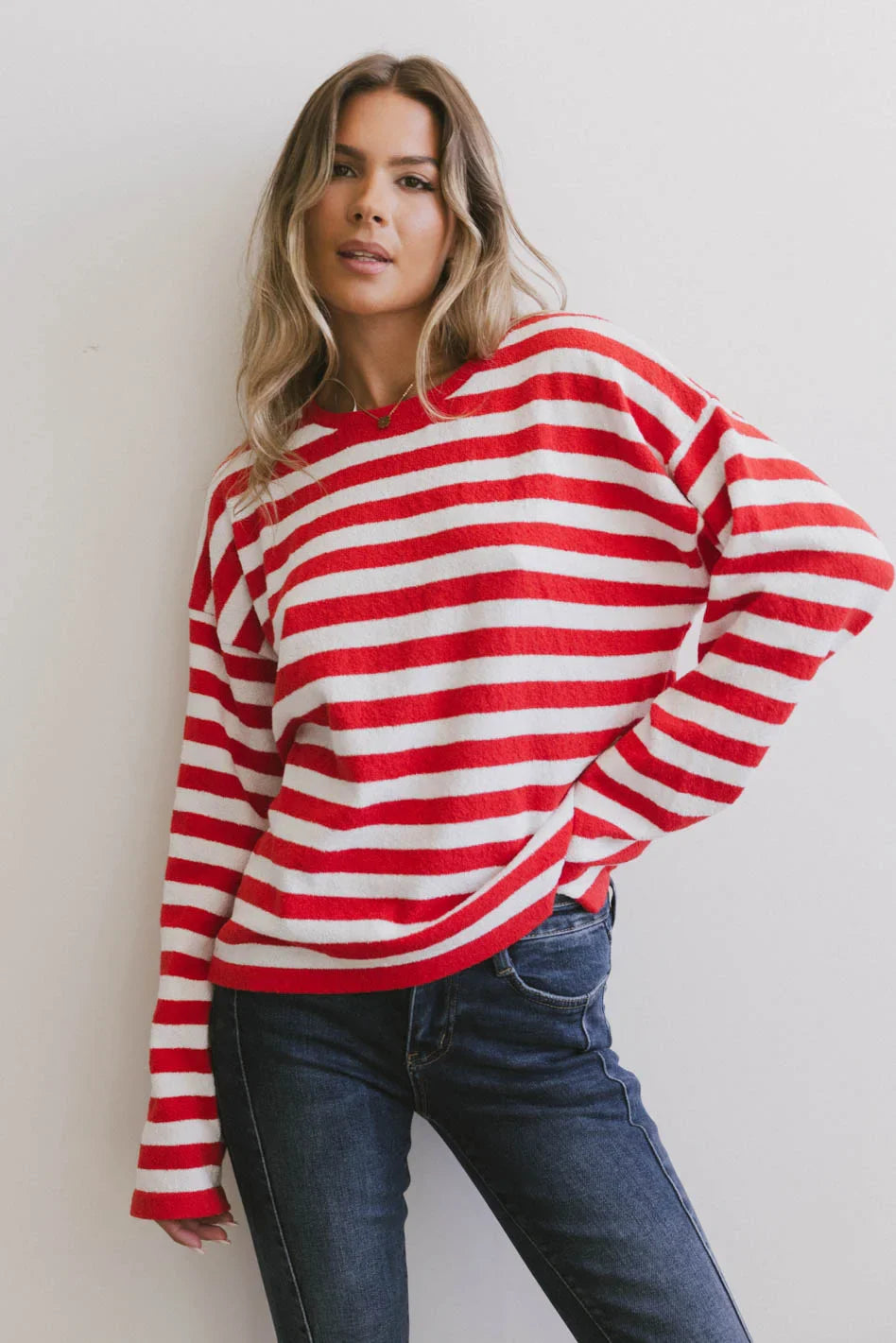 Striped sweater in red