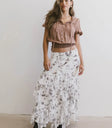 Elastic hem top in brown