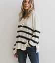Gracia Striped Sweater Top in Cream - FINAL SALE