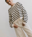 Roelle Striped Sweater in Black - FINAL SALE