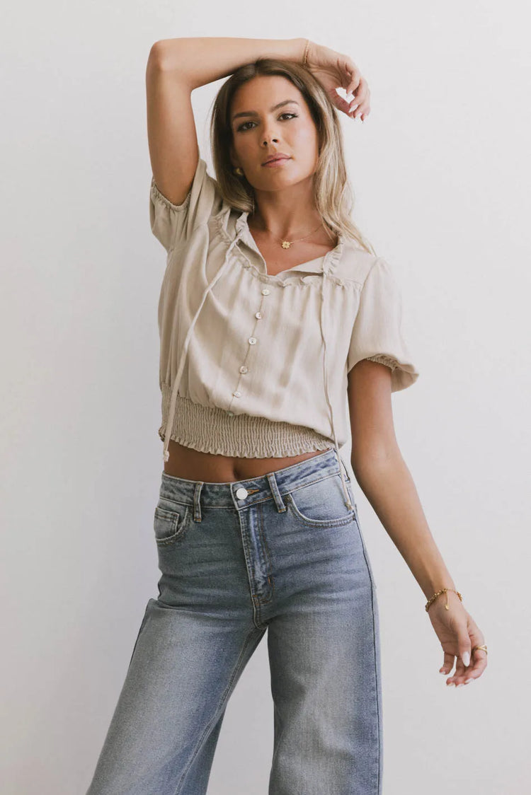 Short sleeves top in oatmeal