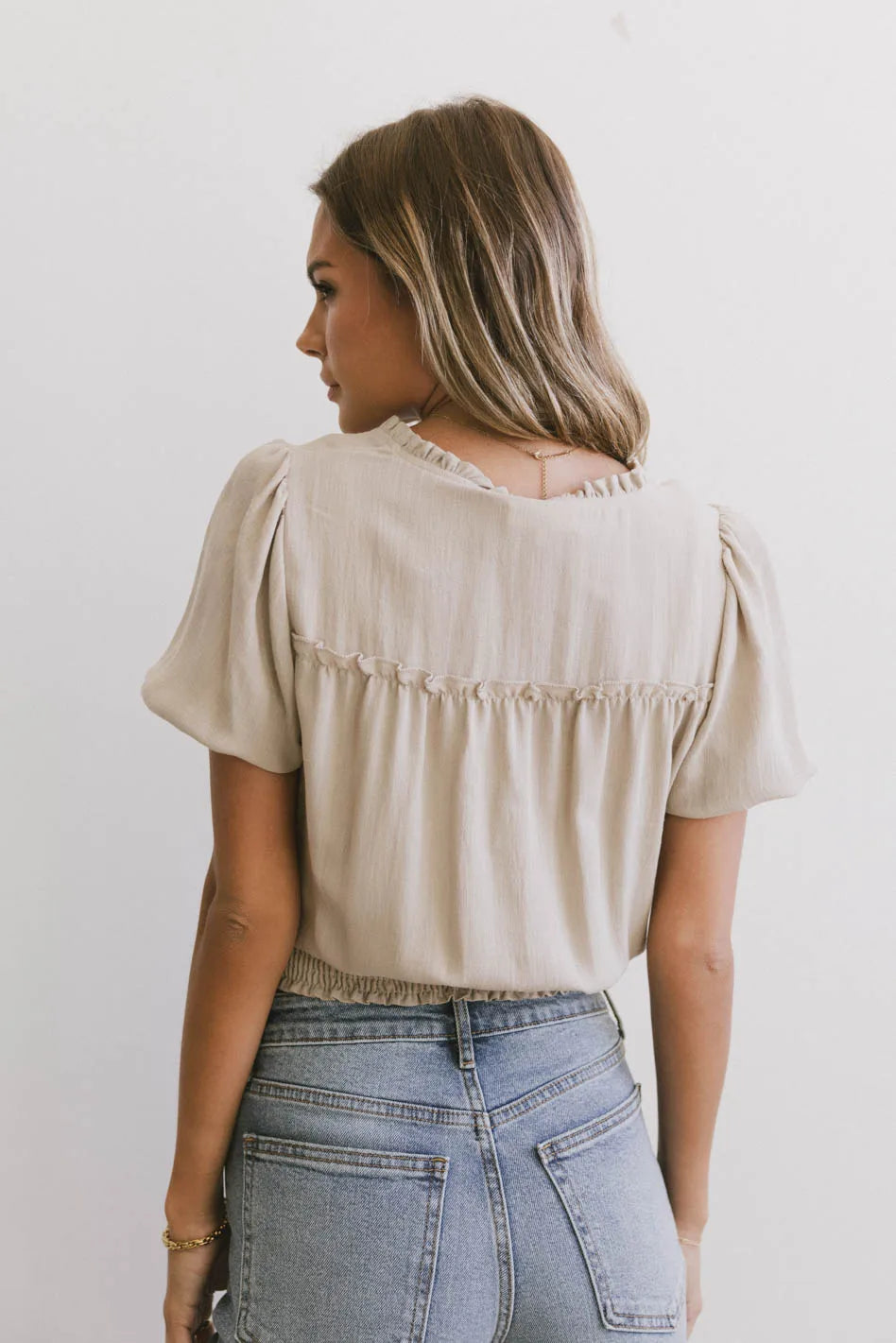 Woven top in oatmeal