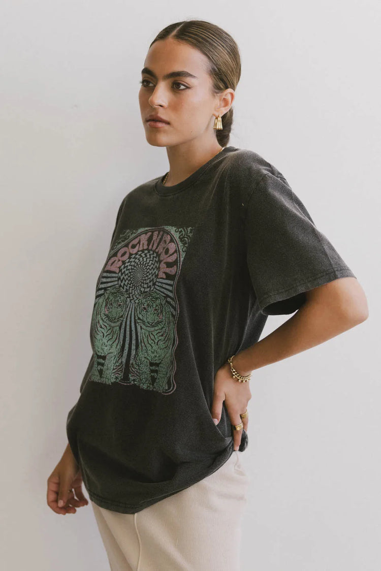 Short sleeves top in charcoal