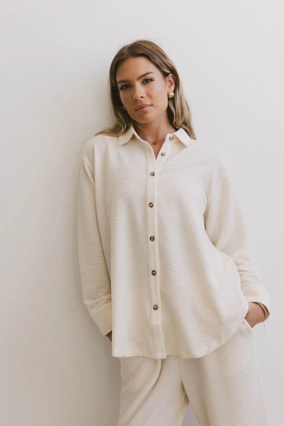 Collared top in cream