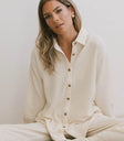 Etta Button Up in Beige - FINAL SALE