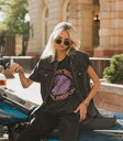 graphic tee with denim vest