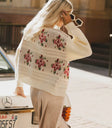 Embroidered sweater in cream