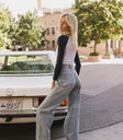 navy sleeve long sleeve top