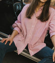 Gia Striped Button Up in Red