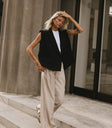 pinstripe pants in cream