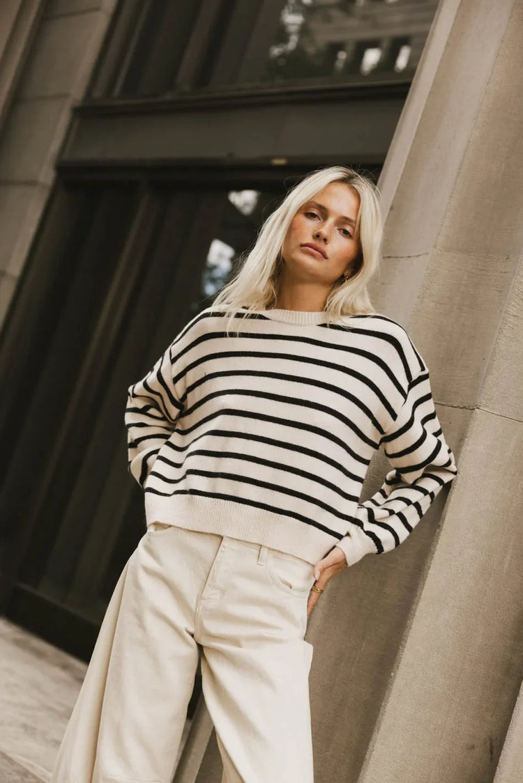 Striped sweater in black
