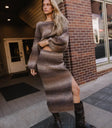 Knit sweater in brown
