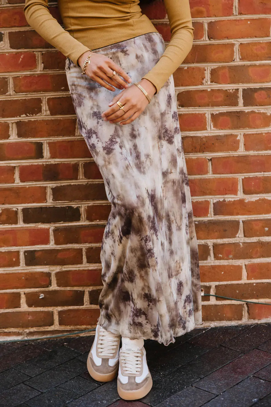 Maxi knit skirt in multi color