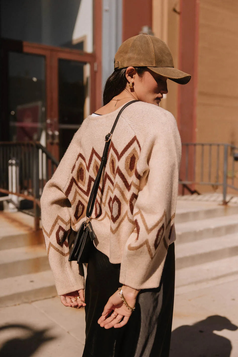 Knit sweater in brown