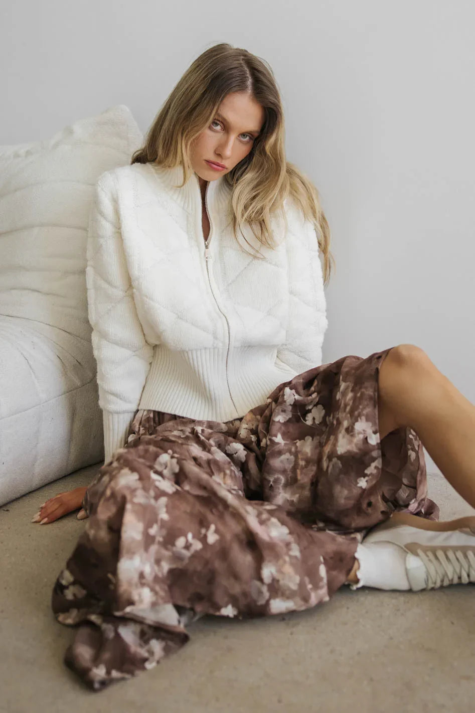 Woven skirt in brown