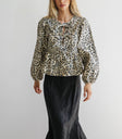 3 tie front long sleeve blouse