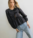 Round neck blouse in black