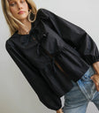 Round neck top in black