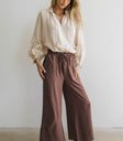 wide leg bottoms with drawstring