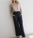 navy wide leg pants
