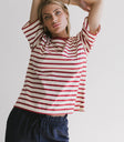 striped red top in red and cream