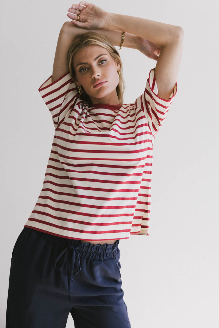 striped red top in red and cream