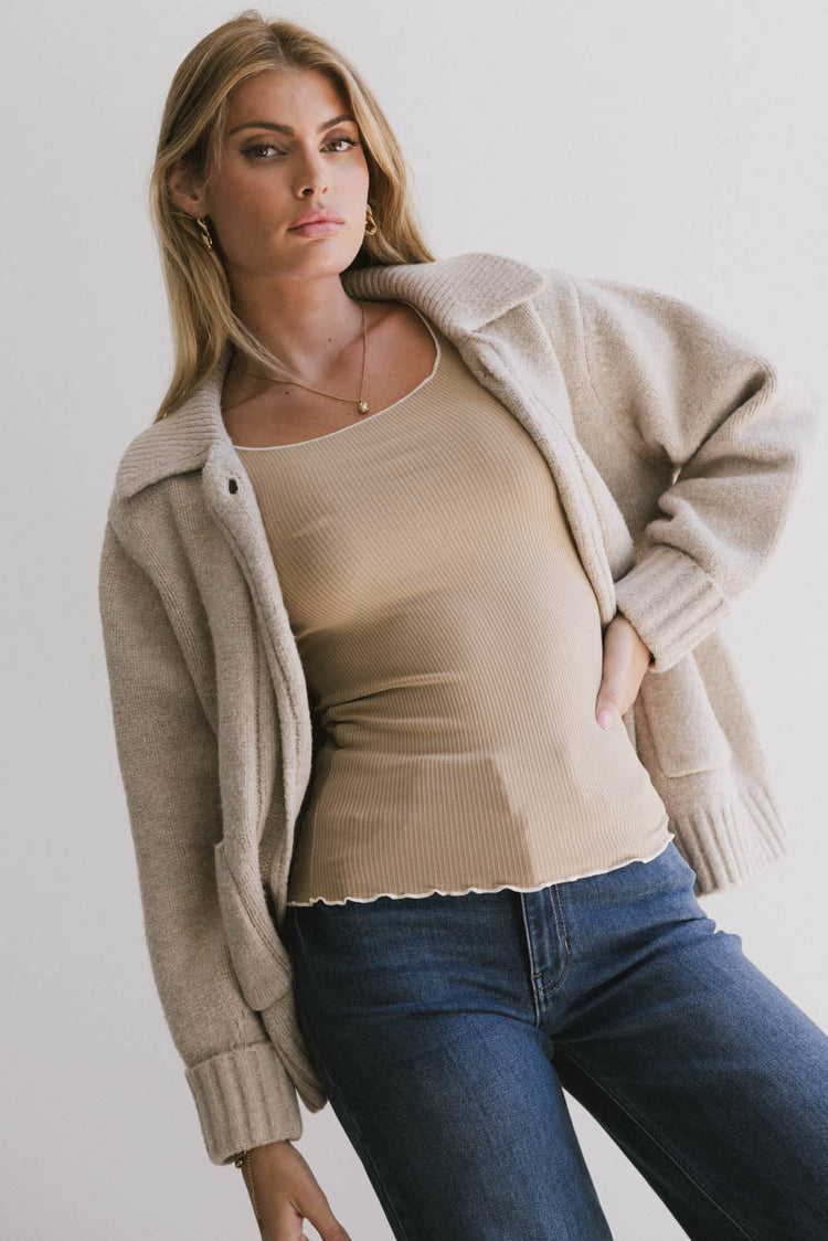 collared button cardigan sweater