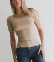 lettuce edge top in taupe