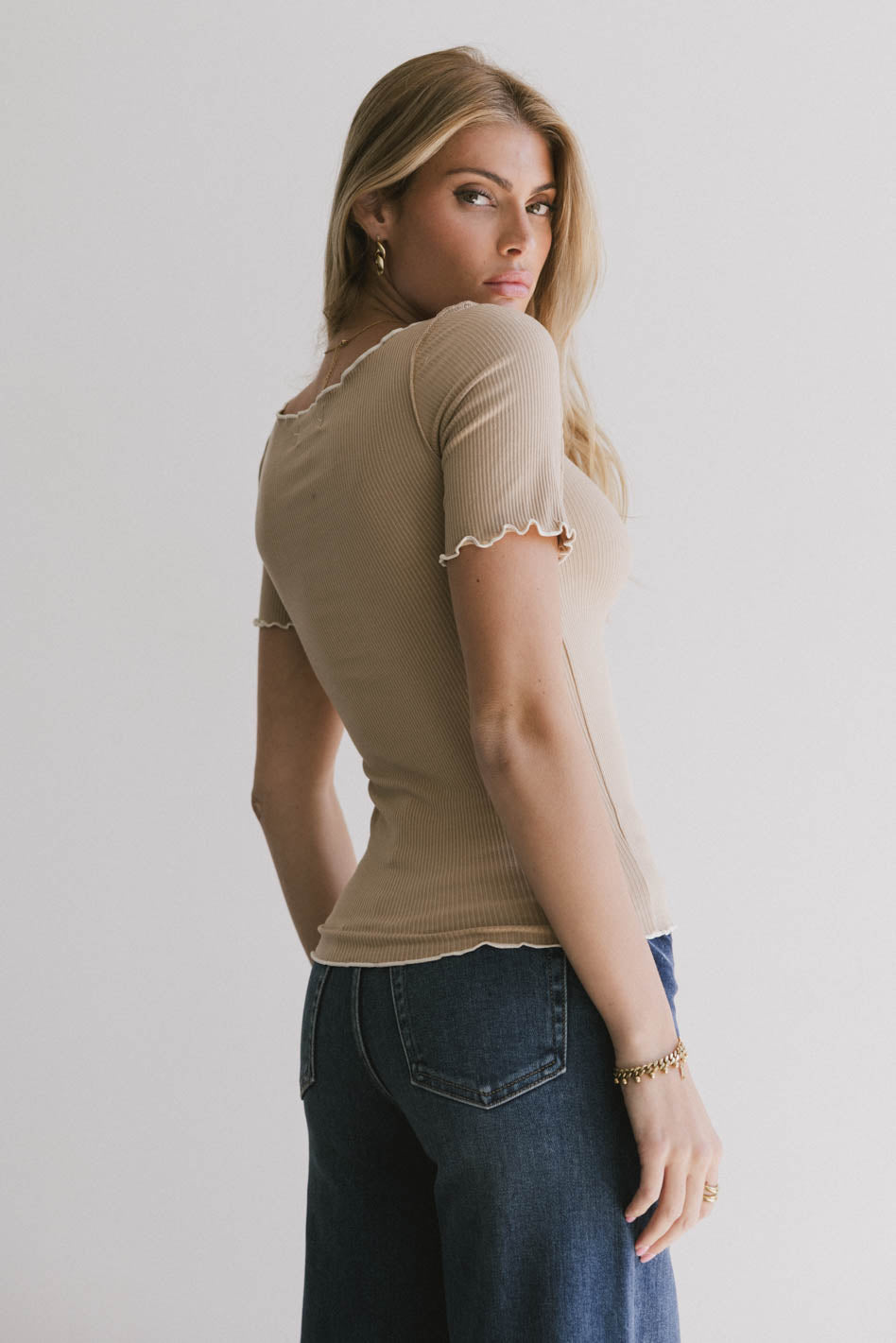 short sleeve ribbed top