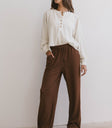 button front waffle sweater