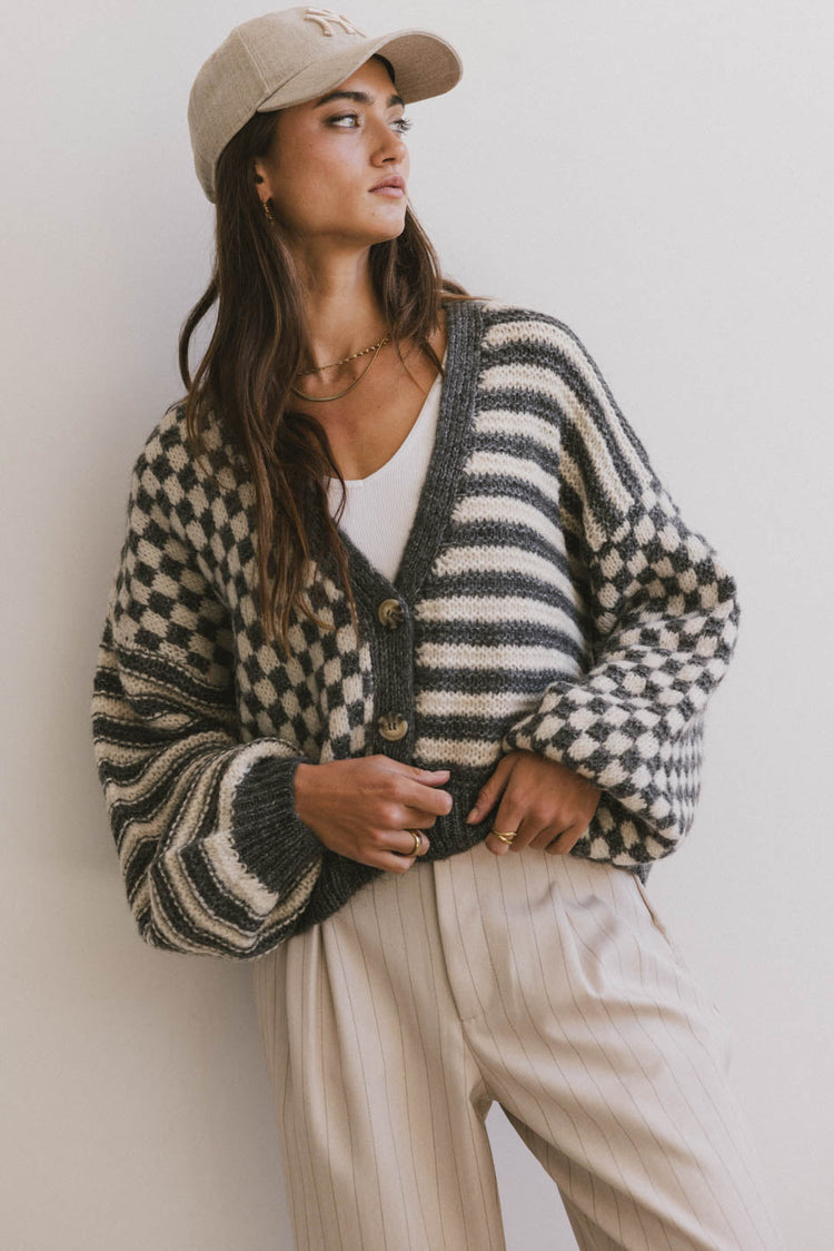 checkered cardigan