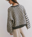 striped and checker knit cardigan