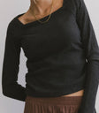 Square neck top in charcoal