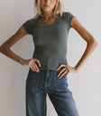 Short sleeves top in teal