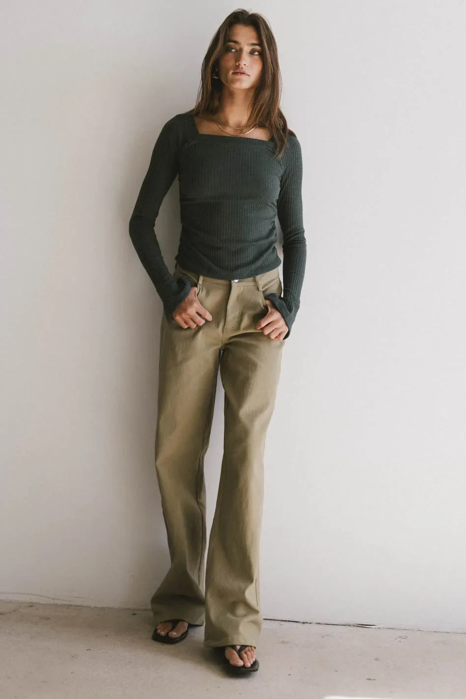 Ribbed top in teal