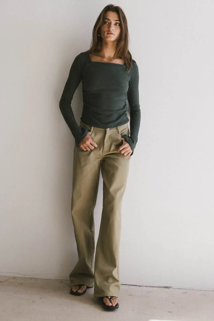 Ribbed top in teal
