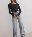 Square neck top in navy