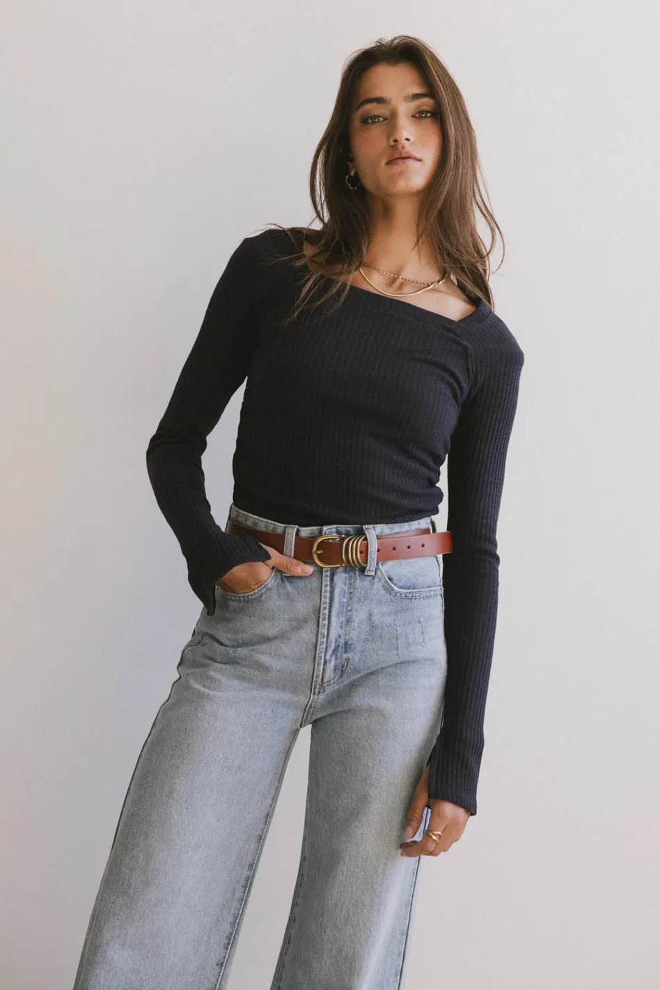 Ribbed top in navy