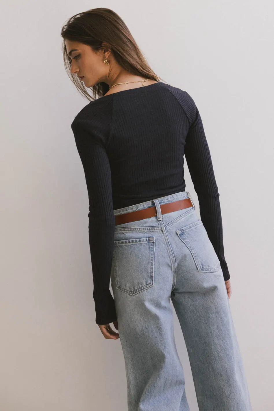 Ribbed top in navy