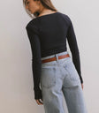 Ribbed top in navy