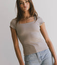 square neck short sleeve basic